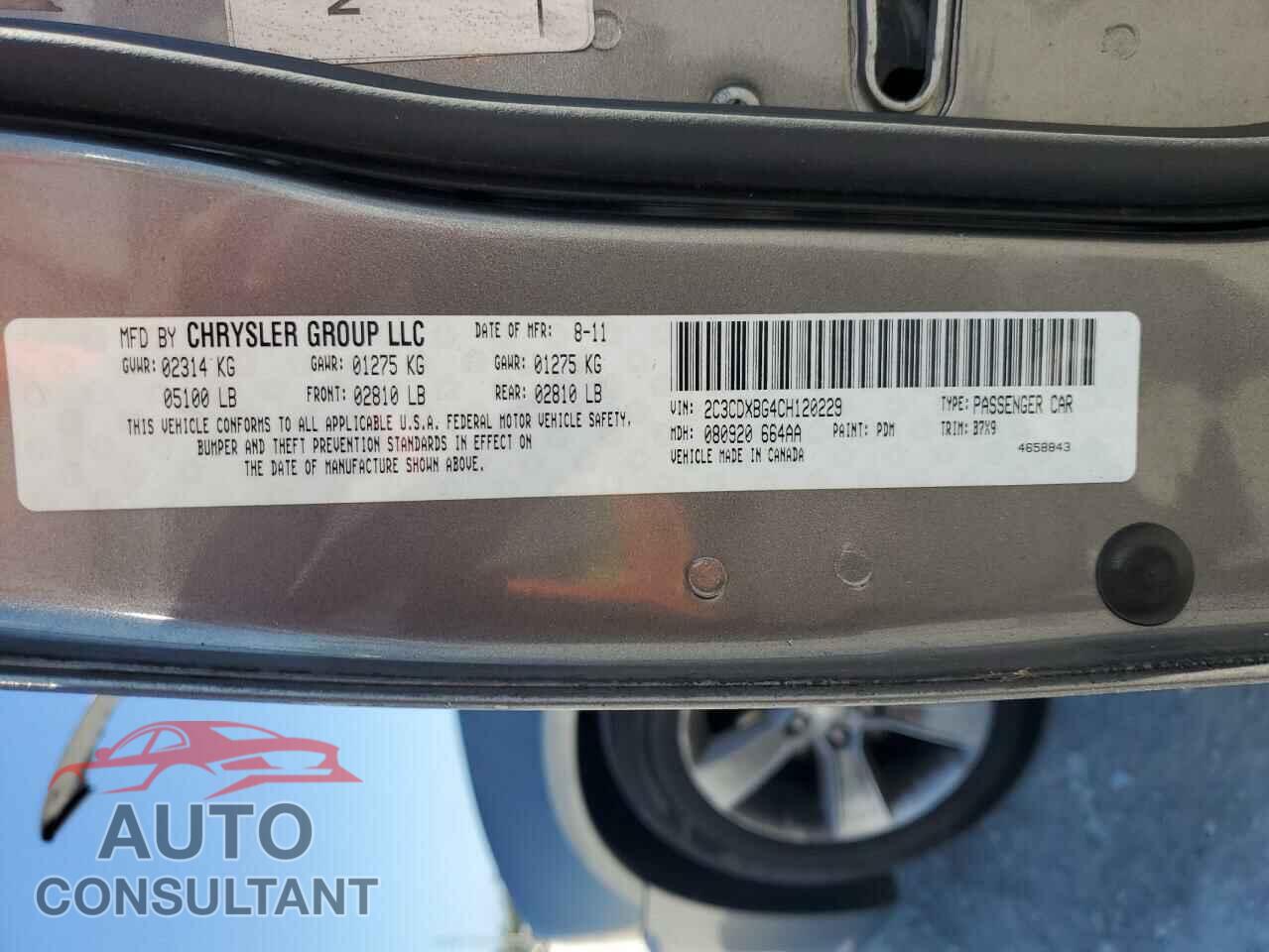 DODGE CHARGER 2012 - 2C3CDXBG4CH120229