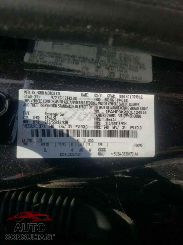 FORD FOCUS 2012 - 1FAHP3K22CL124956