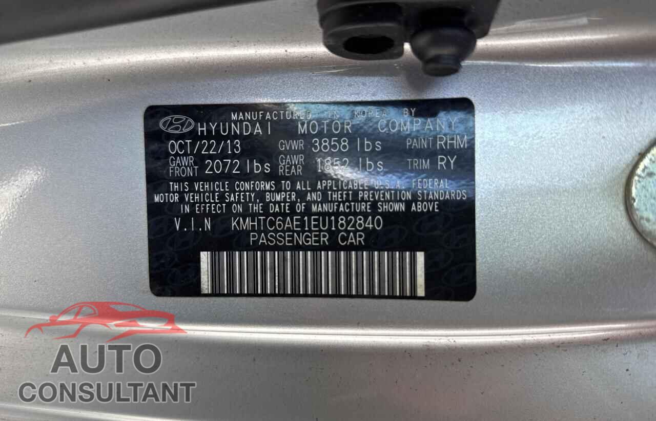 HYUNDAI VELOSTER 2014 - KMHTC6AE1EU182840