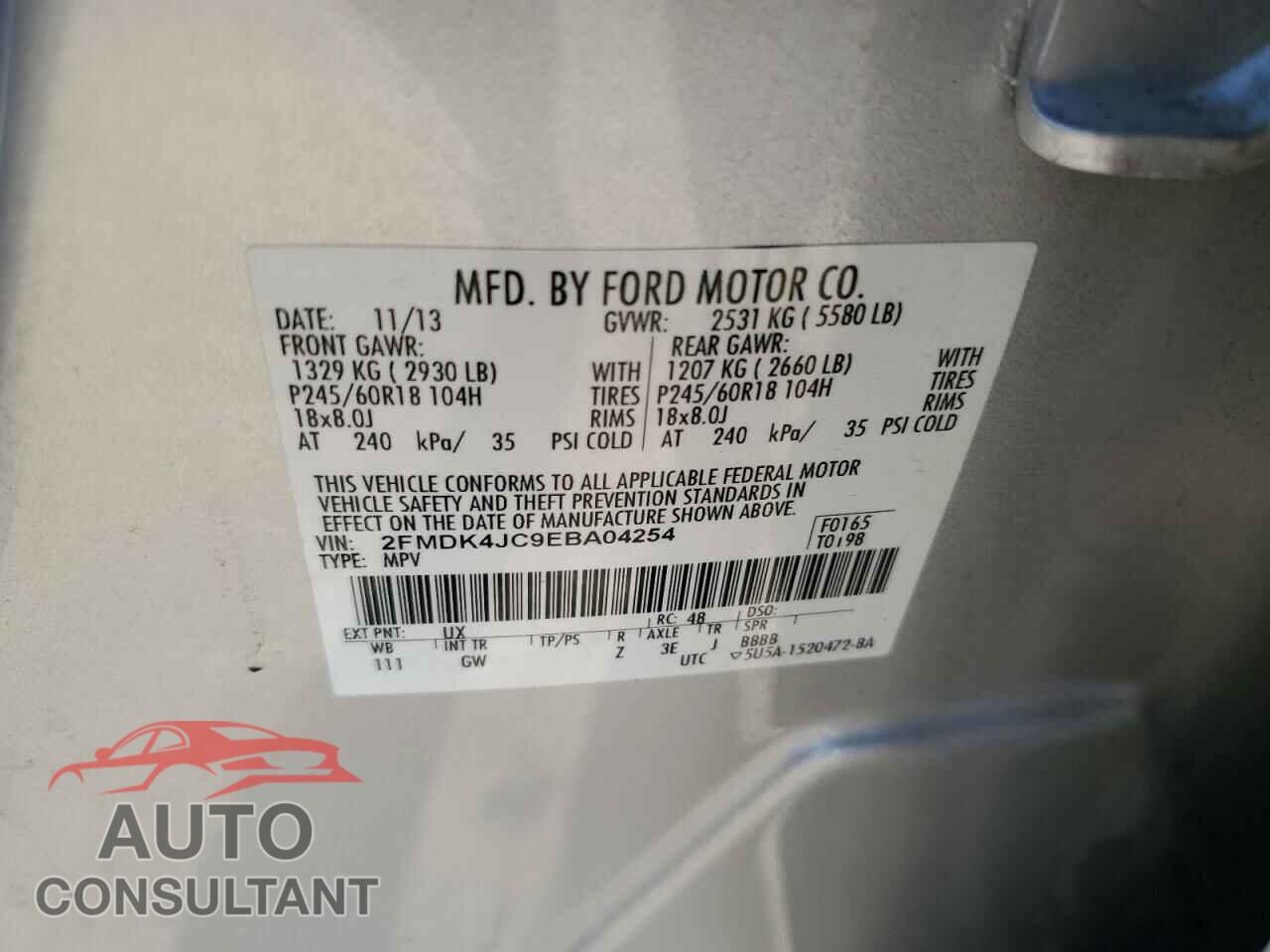 FORD EDGE 2014 - 2FMDK4JC9EBA04254