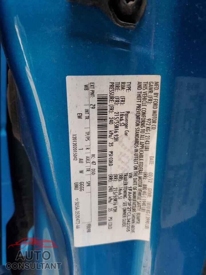 FORD FOCUS 2012 - 1FAHP3F27CL342305