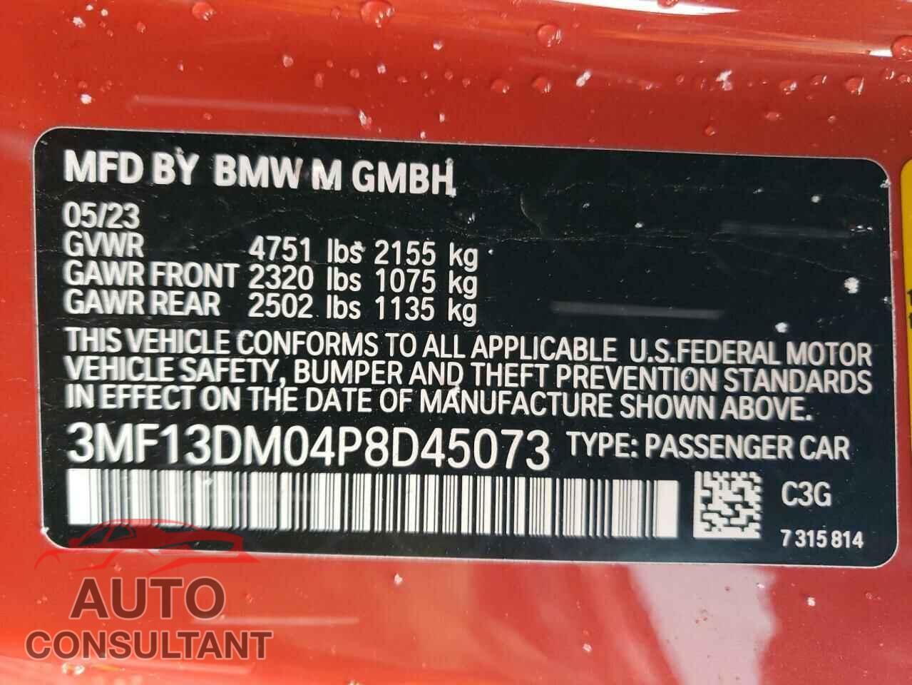 BMW M2 2023 - 3MF13DM04P8D45073