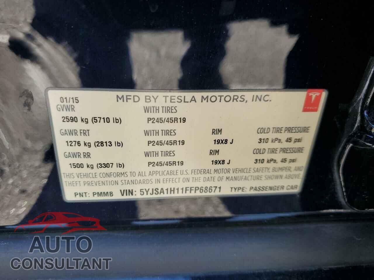 TESLA MODEL S 2015 - 5YJSA1H11FFP68671