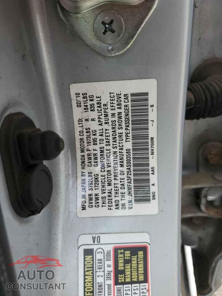 HONDA CIVIC 2010 - JHMFA3F25AS003580