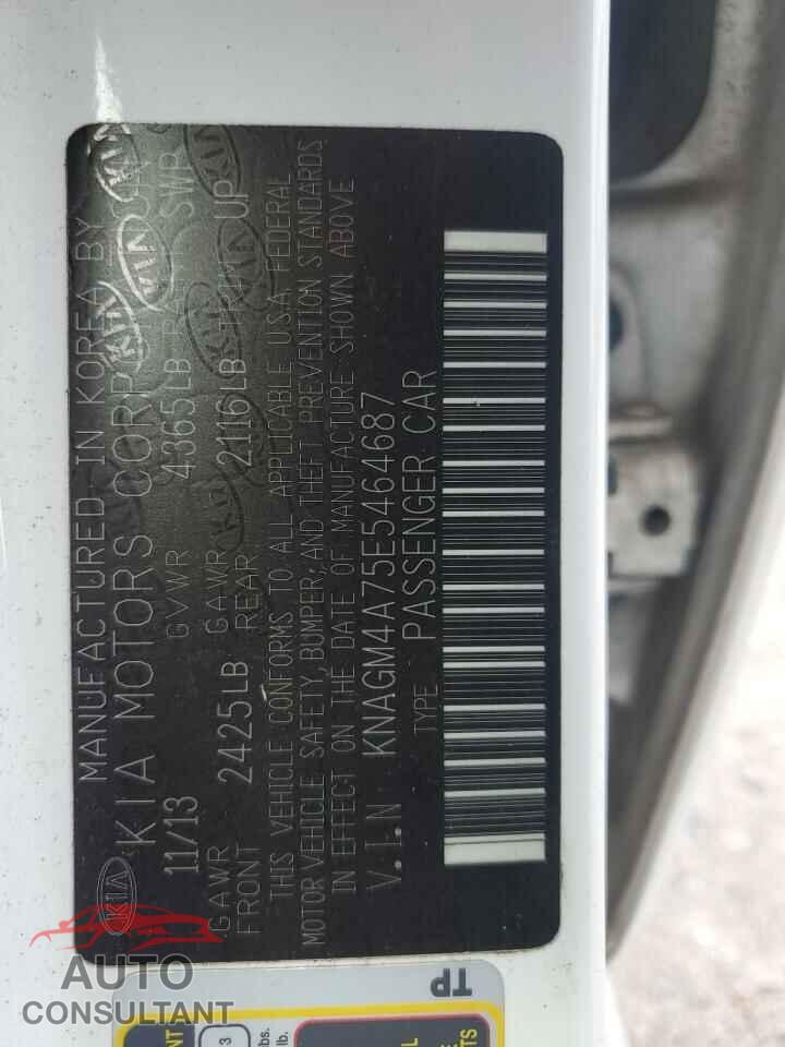 KIA OPTIMA 2014 - KNAGM4A75E5464687
