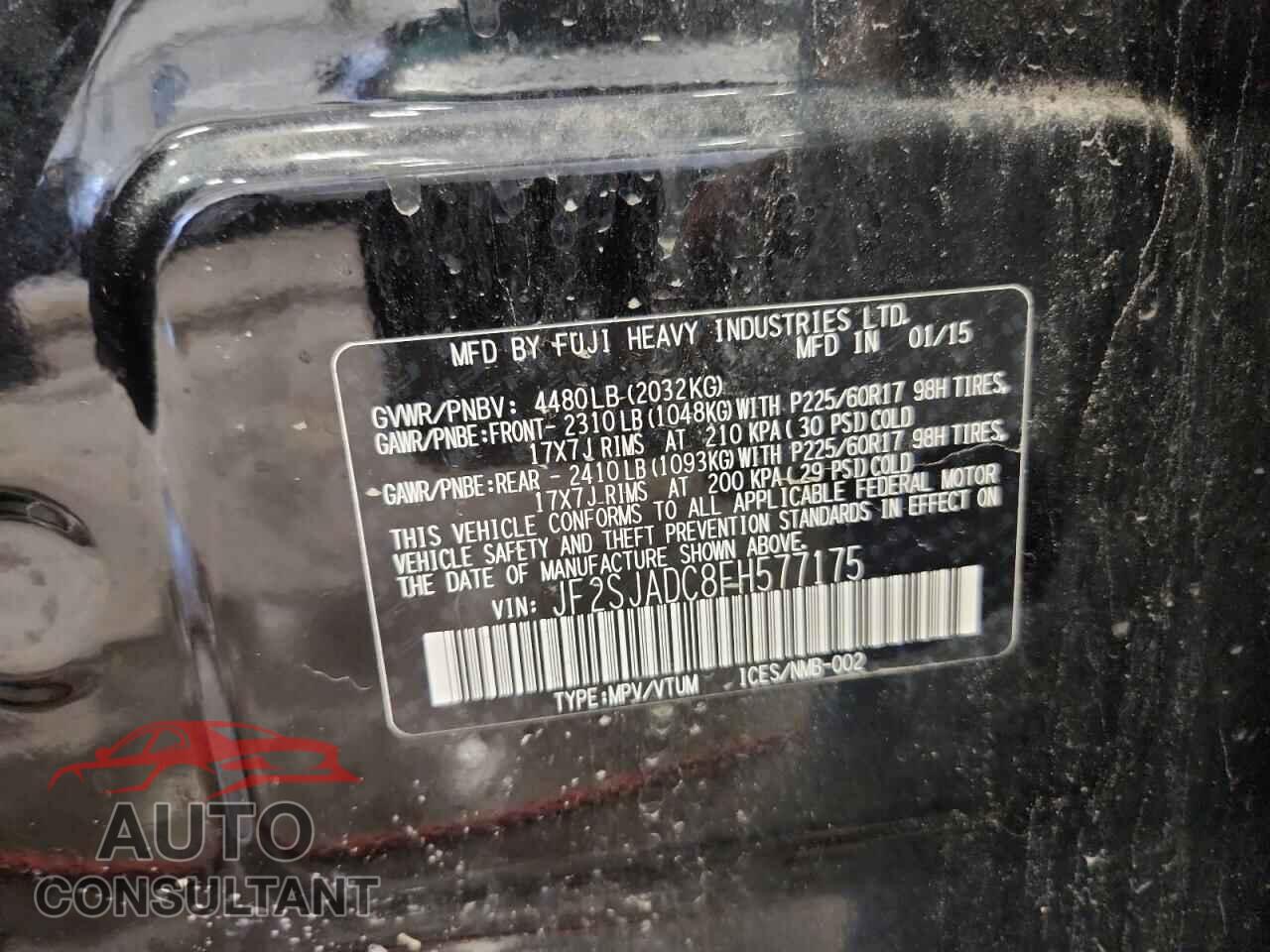 SUBARU FORESTER 2015 - JF2SJADC8FH577175