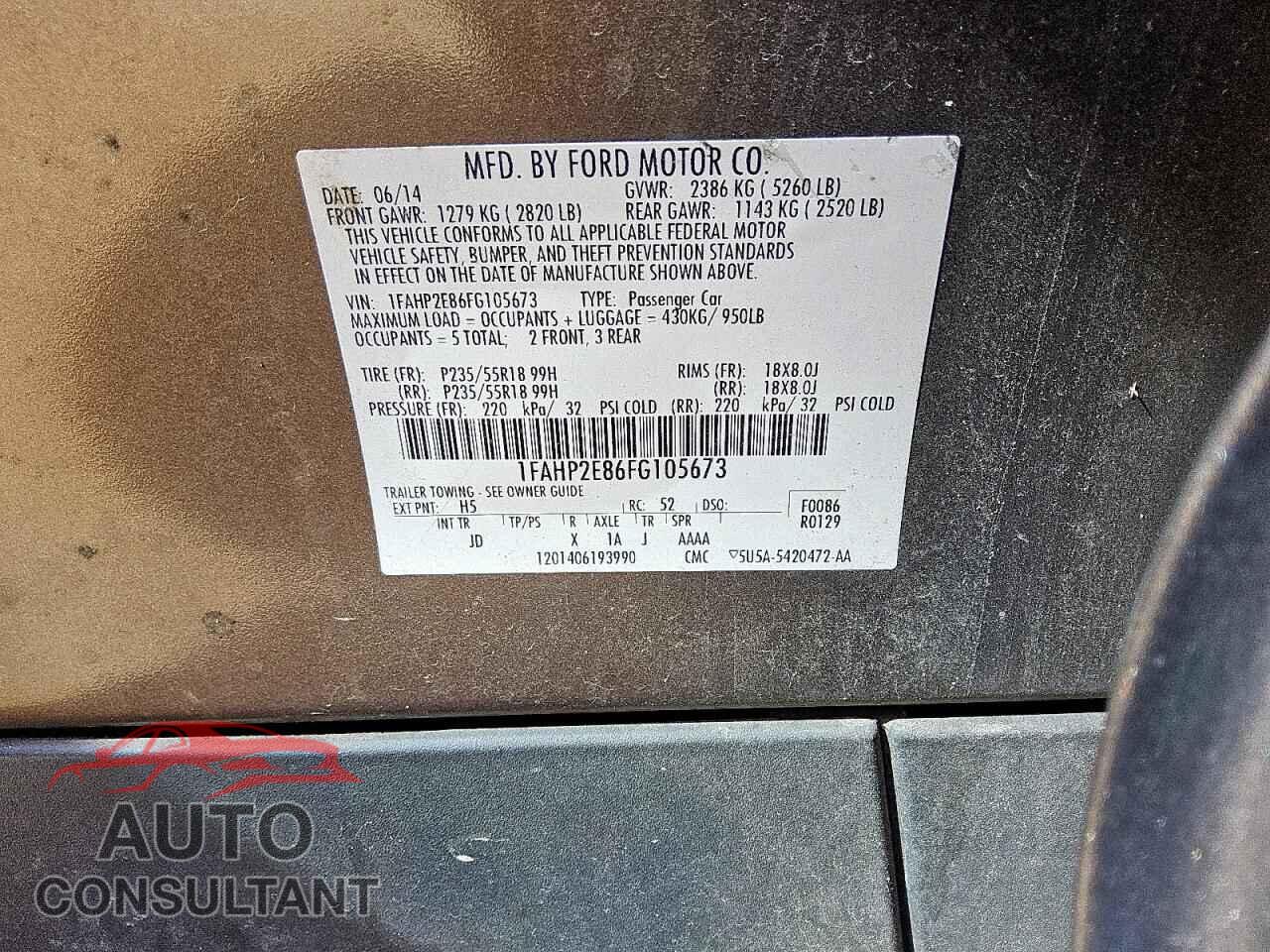 FORD TAURUS 2015 - 1FAHP2E86FG105673
