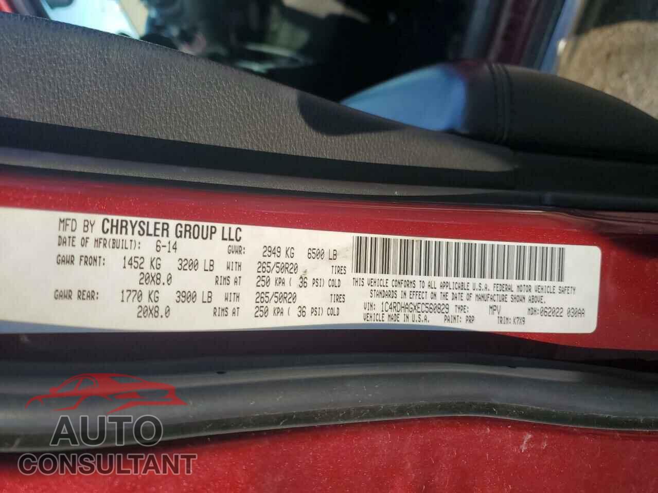 DODGE DURANGO 2014 - 1C4RDHAGXEC560829