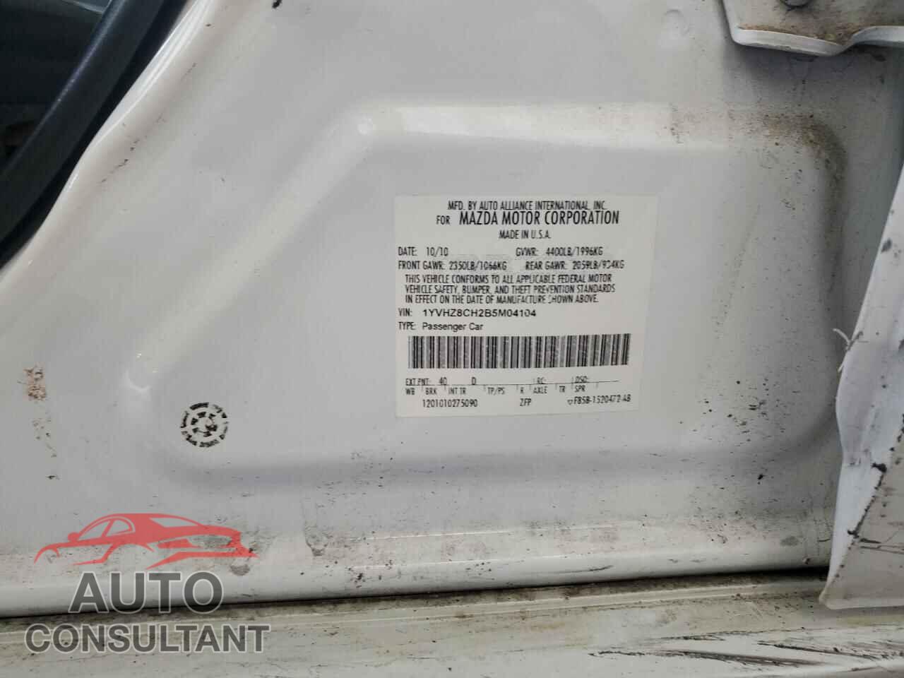 MAZDA 6 2011 - 1YVHZ8CH2B5M04104