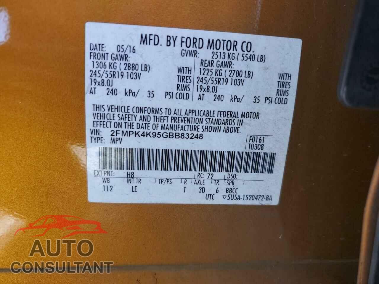 FORD EDGE 2016 - 2FMPK4K95GBB83248