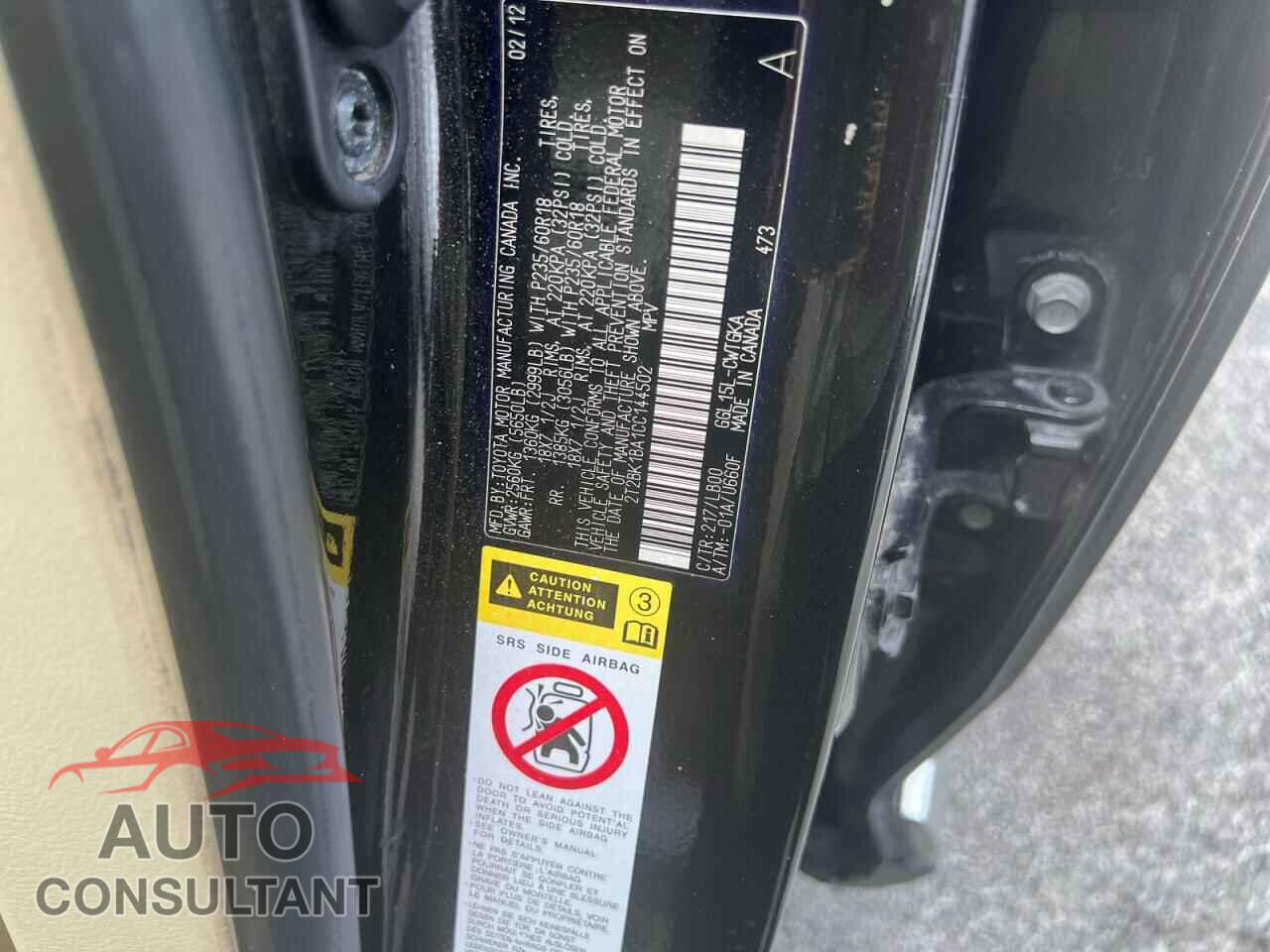 LEXUS RX350 2012 - 2T2BK1BA1CC144502