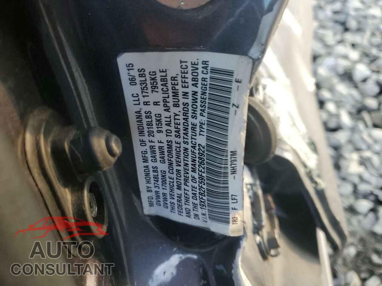 HONDA CIVIC 2015 - 19XFB2F59FE268922