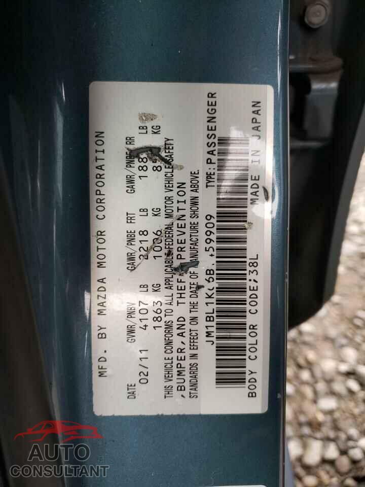 MAZDA MAZDA3 2011 - JM1BL1K66B1459909
