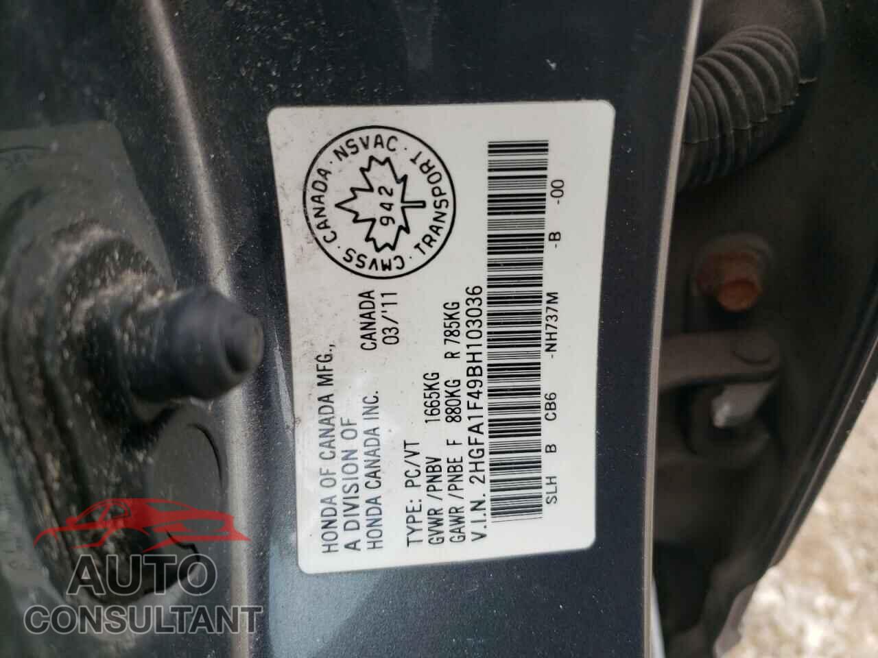 HONDA CIVIC 2011 - 2HGFA1F49BH103036