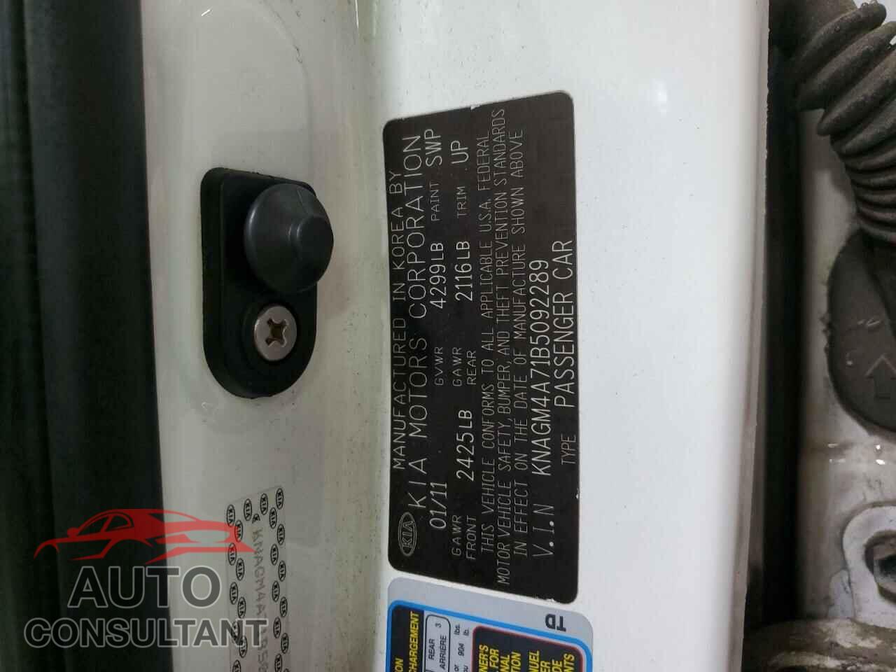 KIA OPTIMA 2011 - KNAGM4A71B5092289