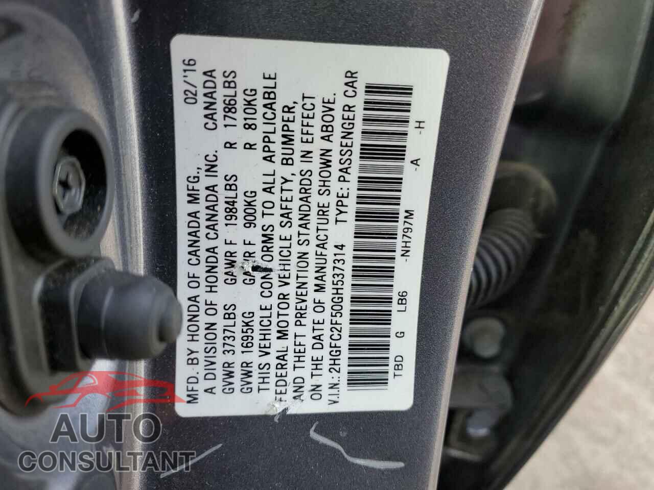 HONDA CIVIC 2016 - 2HGFC2F50GH537314