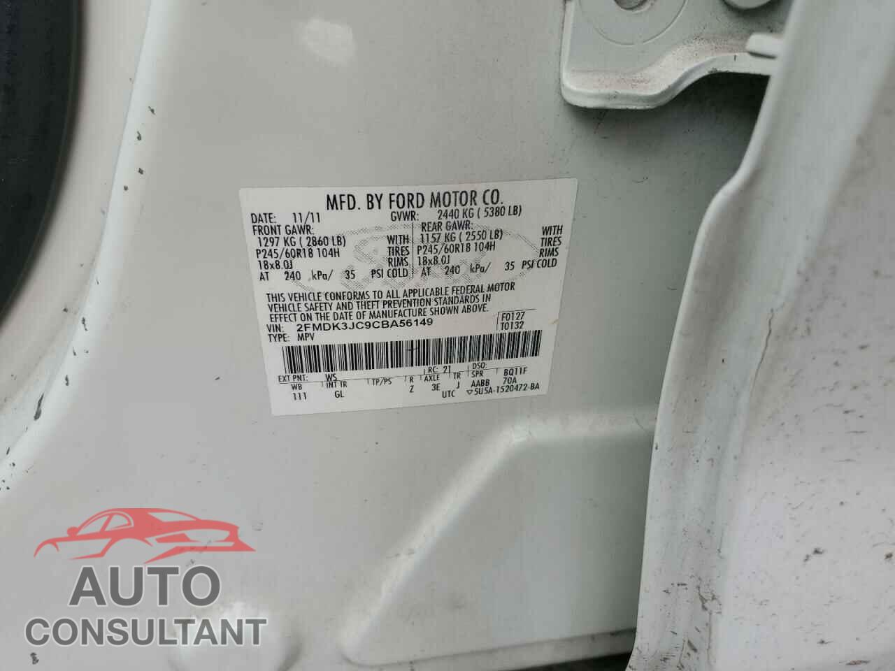 FORD EDGE 2012 - 2FMDK3JC9CBA56149