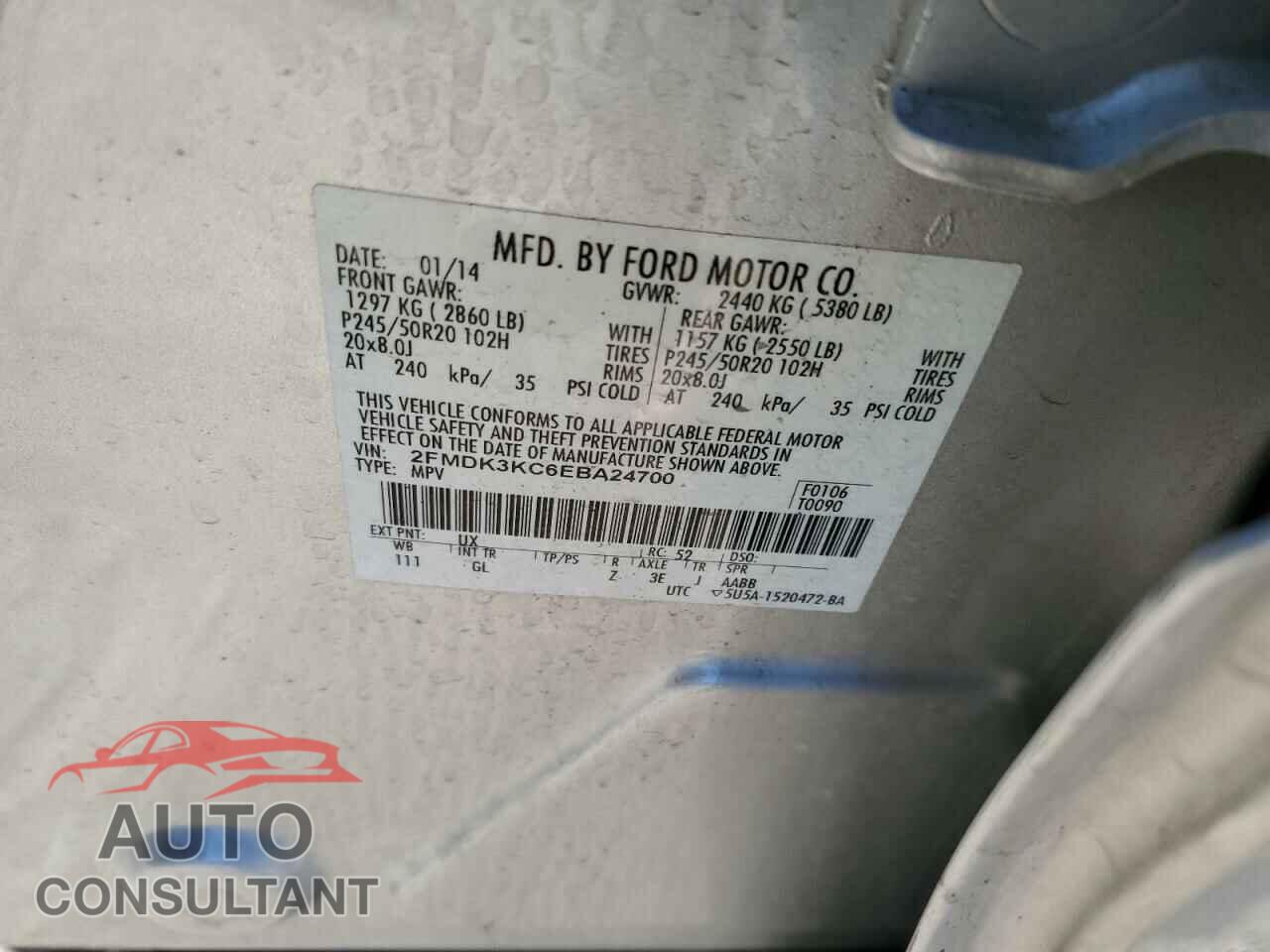FORD EDGE 2014 - 2FMDK3KC6EBA24700