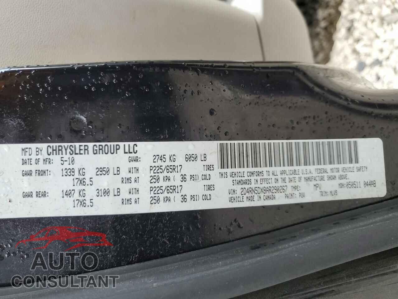 DODGE CARAVAN 2010 - 2D4RN5DX8AR290267