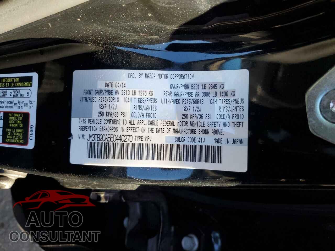MAZDA CX-9 2014 - JM3TB2CA5E0440270