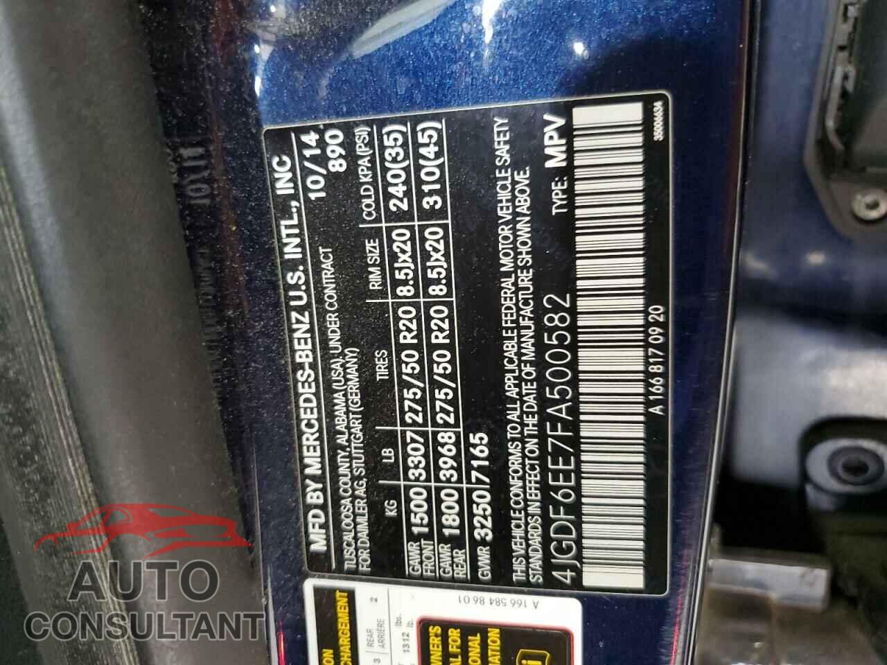 MERCEDES-BENZ GL-CLASS 2015 - 4JGDF6EE7FA500582