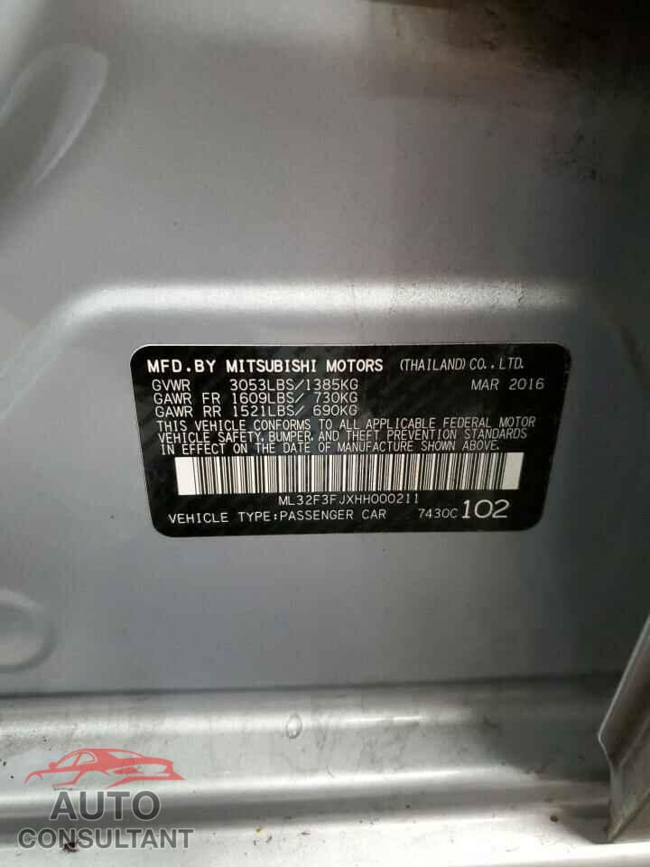 MITSUBISHI MIRAGE 2017 - ML32F3FJXHH000211