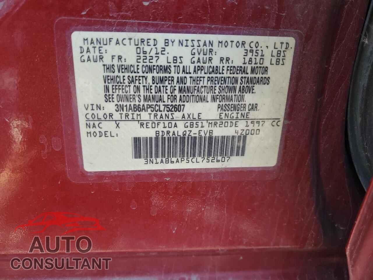NISSAN SENTRA 2012 - 3N1AB6AP5CL752607
