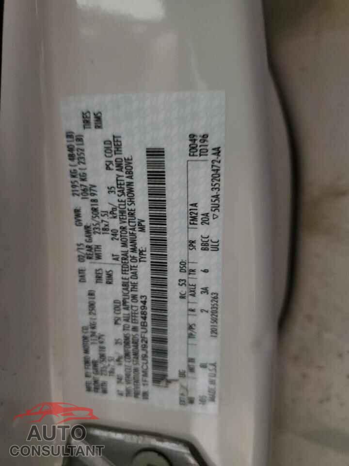 FORD ESCAPE 2015 - 1FMCU9J92FUB48943