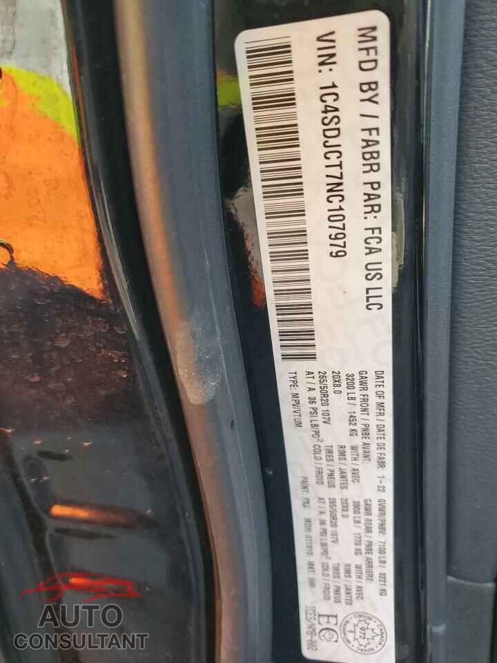 DODGE DURANGO 2022 - 1C4SDJCT7NC107979