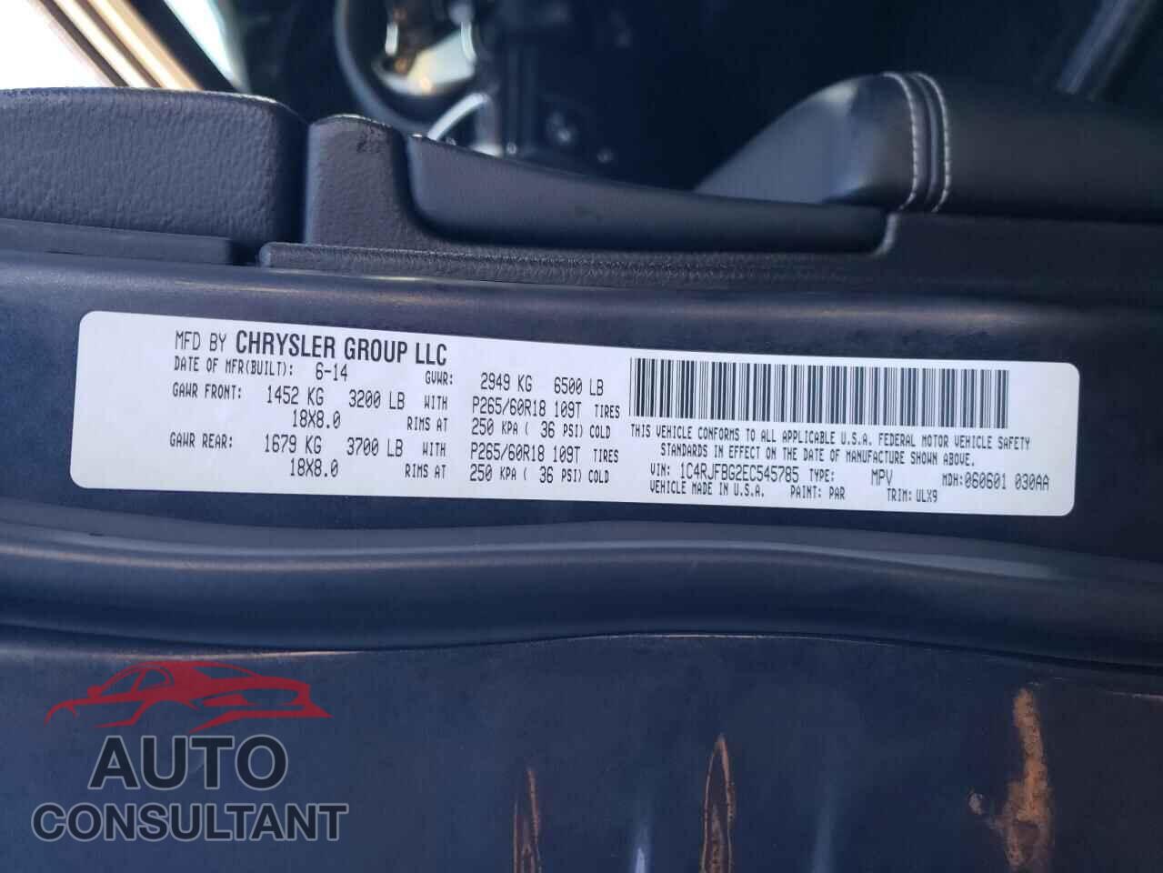 JEEP GRAND CHER 2014 - 1C4RJFBG2EC545785