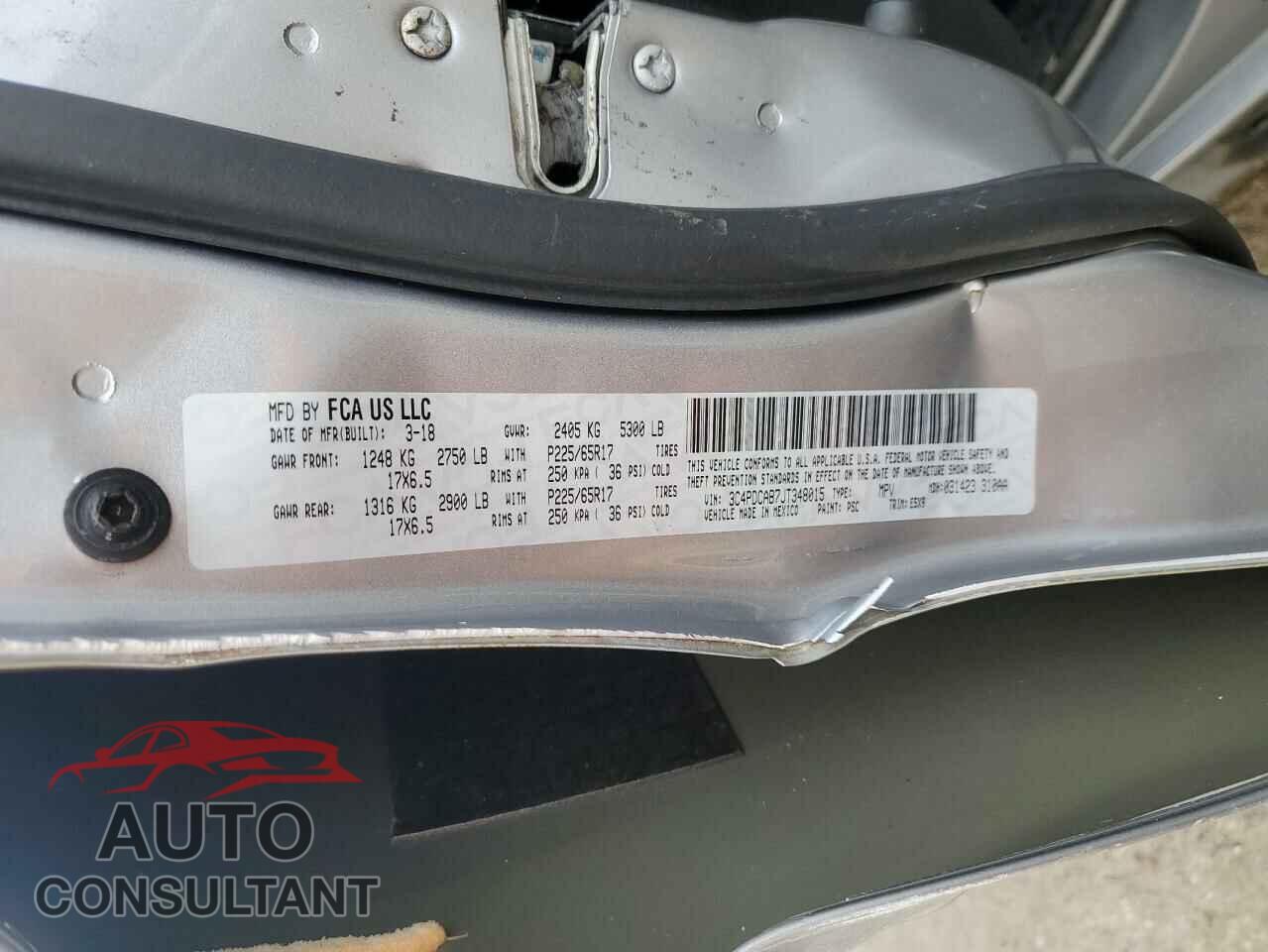 DODGE JOURNEY 2018 - 3C4PDCAB7JT348015