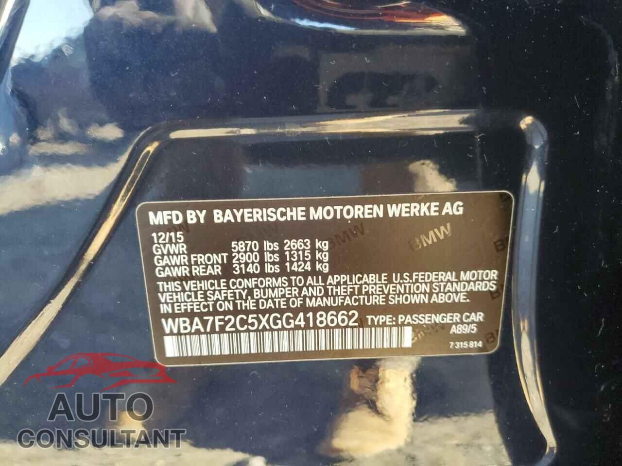 BMW 7 SERIES 2016 - WBA7F2C5XGG418662