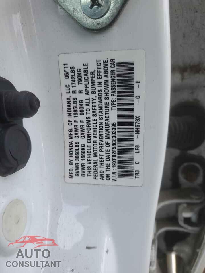 HONDA CIVIC 2012 - 19XFB2F58CE303395