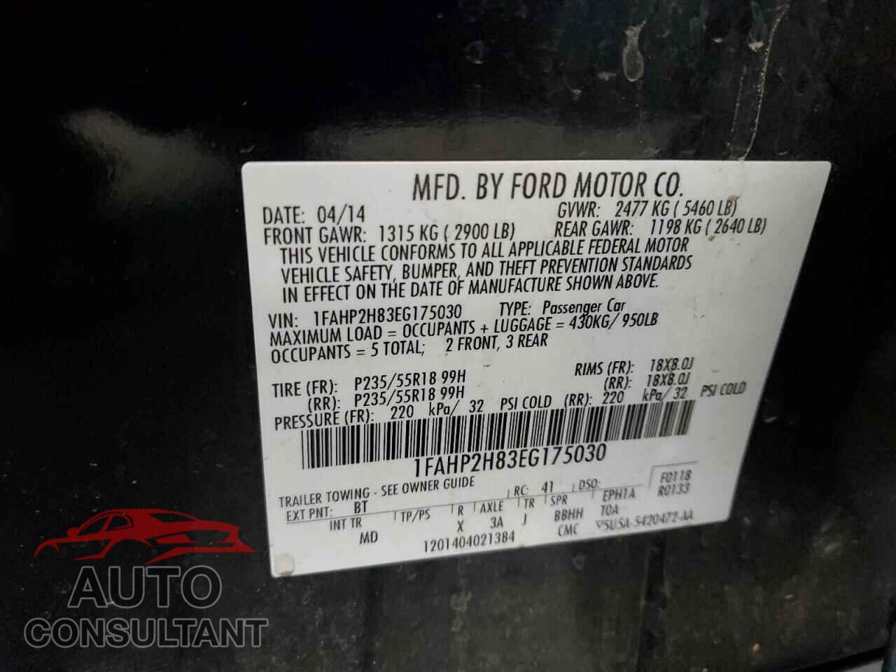 FORD TAURUS 2014 - 1FAHP2H83EG175030