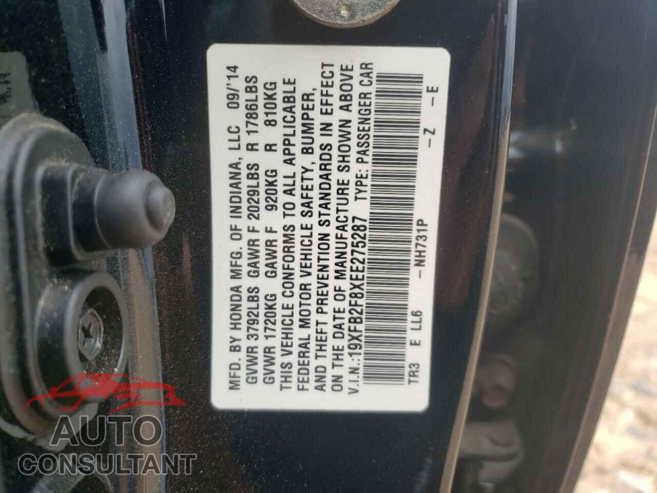 HONDA CIVIC 2014 - 19XFB2F8XEE275287