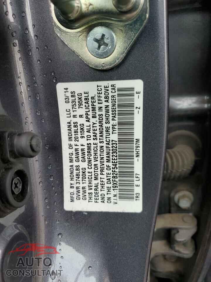 HONDA CIVIC 2014 - 19XFB2F54EE230237