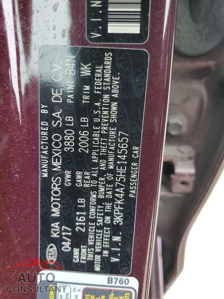 KIA FORTE 2017 - 3KPFK4A75HE145657