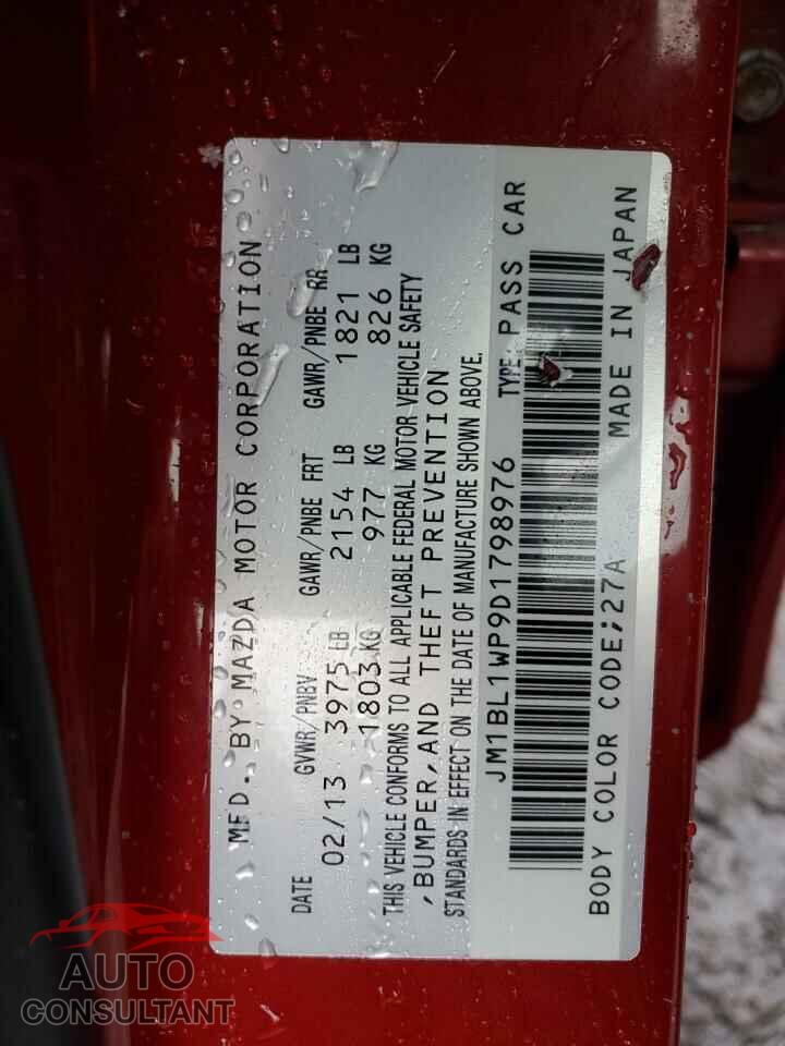 MAZDA 3 2013 - JM1BL1WP9D1798976