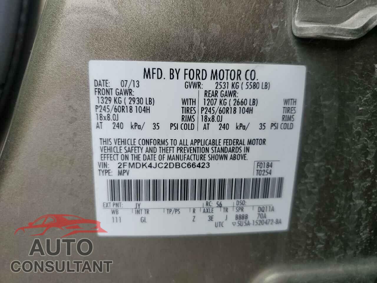 FORD EDGE 2013 - 2FMDK4JC2DBC66423