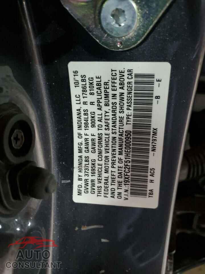 HONDA CIVIC 2017 - 19XFC2F51HE000950
