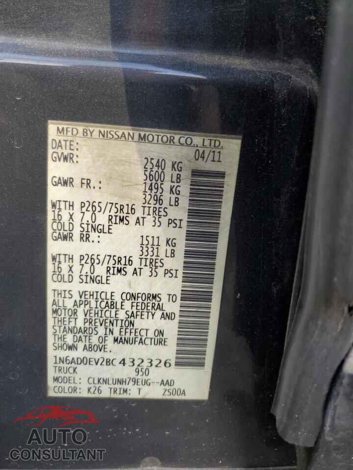 NISSAN FRONTIER 2011 - 1N6AD0EV2BC432326