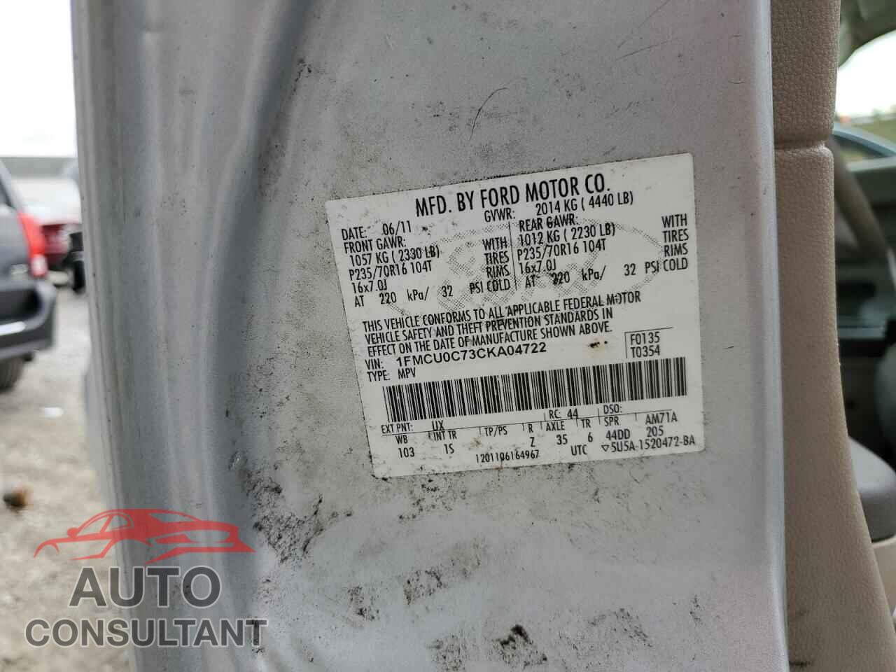 FORD ESCAPE 2012 - 1FMCU0C73CKA04722