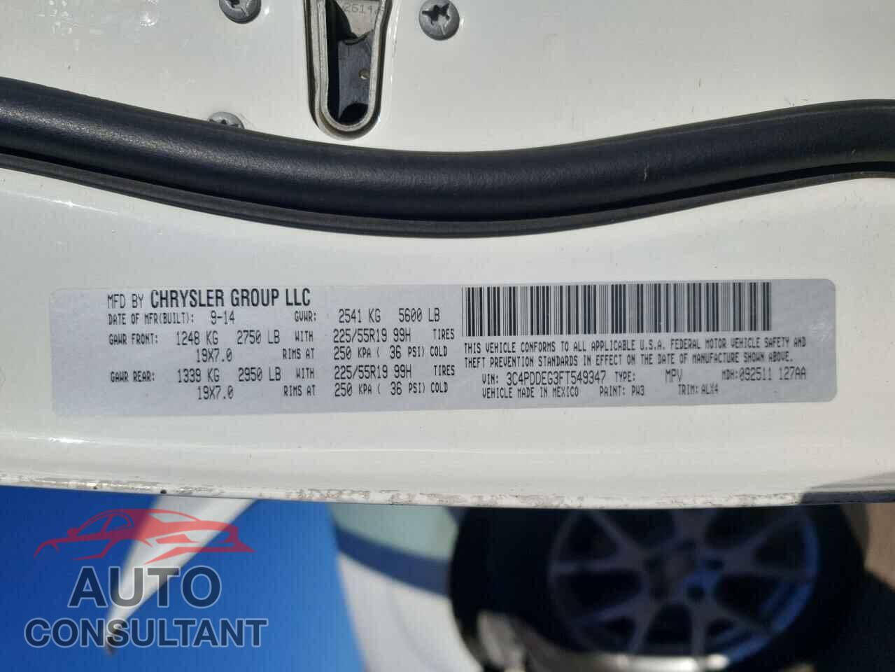 DODGE JOURNEY 2015 - 3C4PDDEG3FT549347