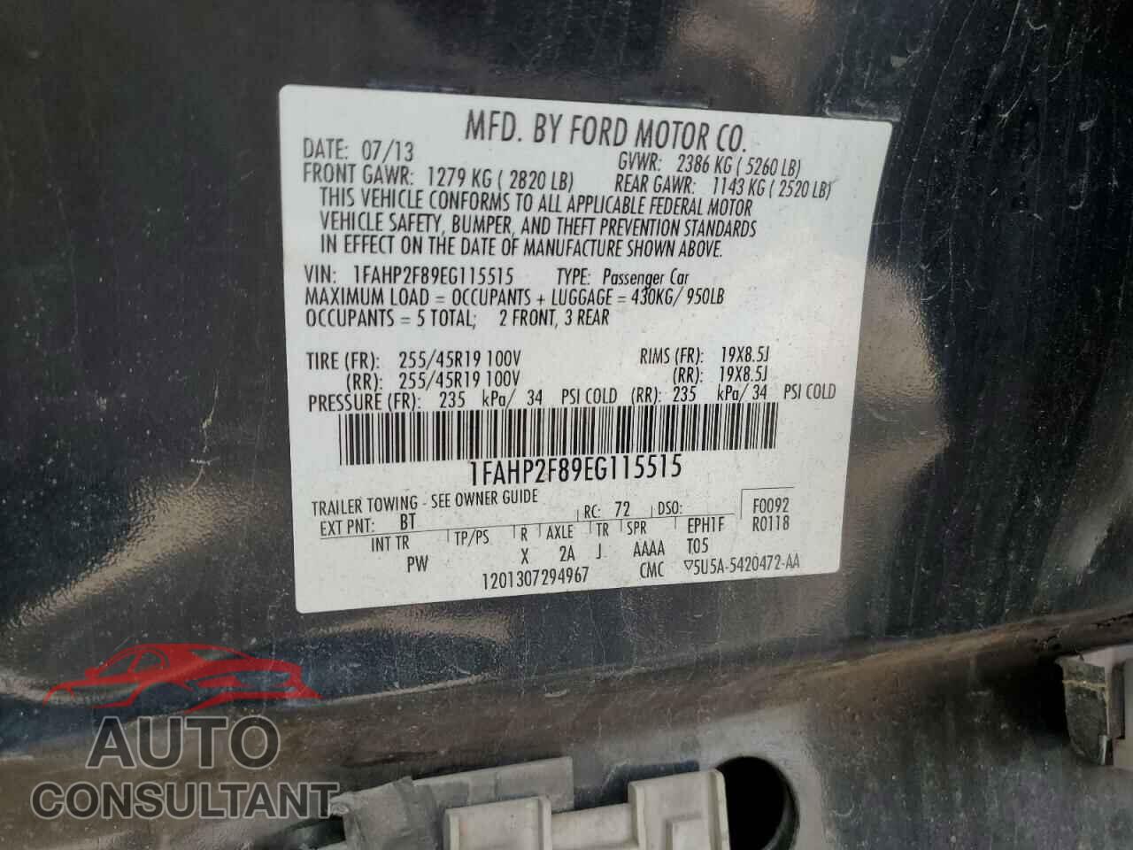 FORD TAURUS 2014 - 1FAHP2F89EG115515
