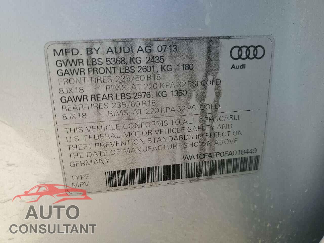 AUDI Q5 2014 - WA1CFAFP0EA018449