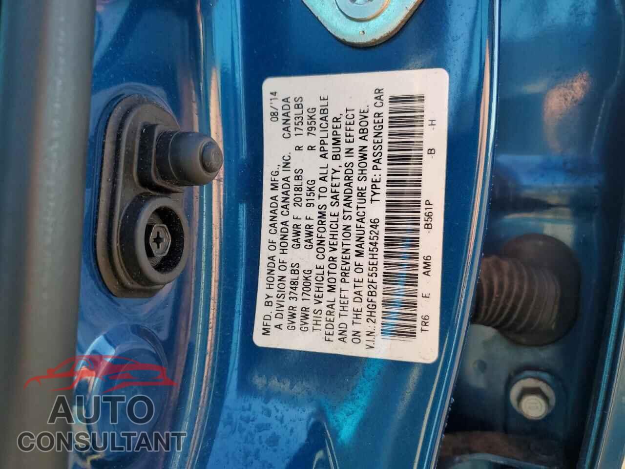 HONDA CIVIC 2014 - 2HGFB2F55EH545246