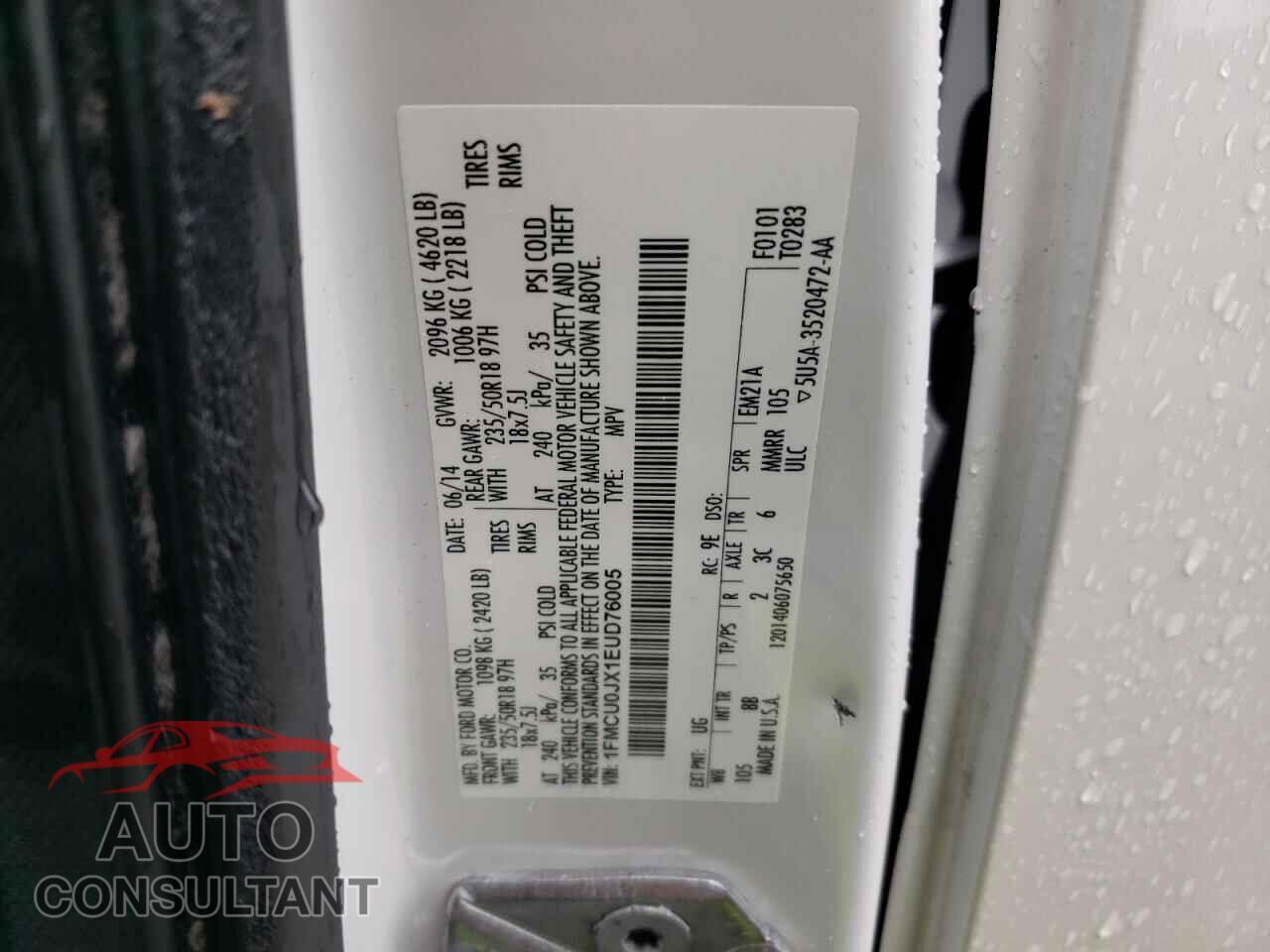 FORD ESCAPE 2014 - 1FMCU0JX1EUD76005