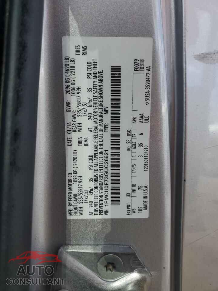 FORD ESCAPE 2016 - 1FMCU0F73GUC26621