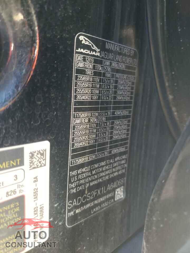 JAGUAR F-PACE 2020 - SADCS2FX1LA640681
