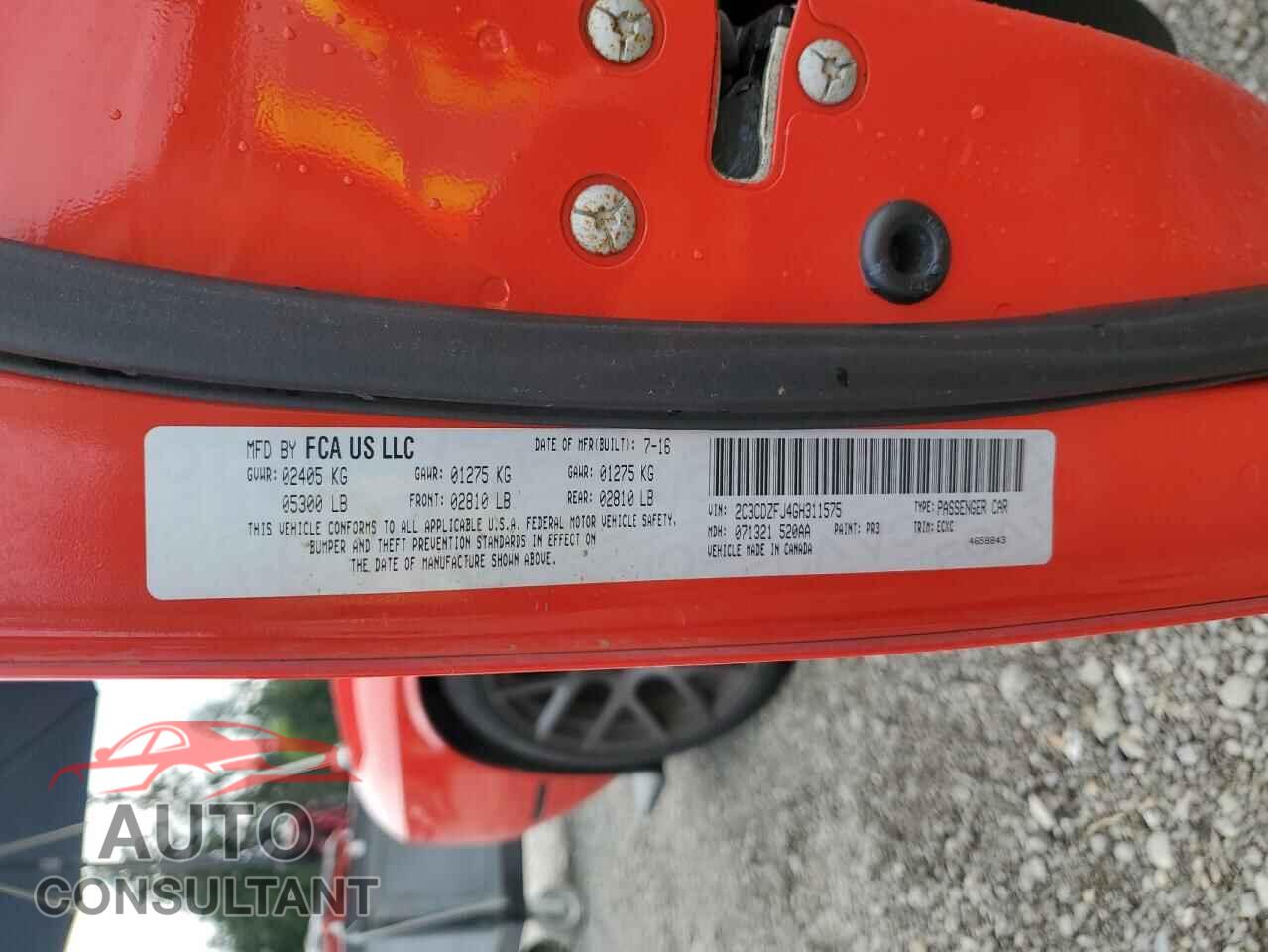 DODGE CHALLENGER 2016 - 2C3CDZFJ4GH311575